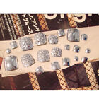  24 Pcs/Set Glitter Diamond False Nails Artificial Toenails Fake Flash Drilling