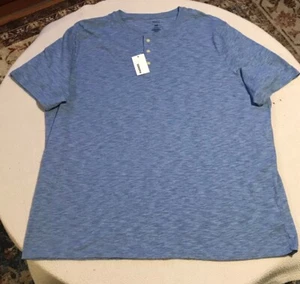 Sonoma Henley Shirt Men's Large Tall Blue Short Sleeve Pullover Big & Tall New - Picture 1 of 7
