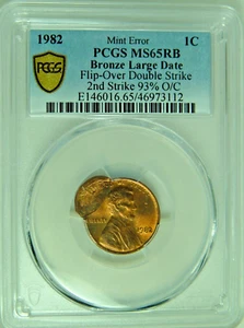 Rare 1982 Lincoln Penny ***Flip-Over Double Struck*** PCGS MS65RD SN. 328 - Picture 1 of 2