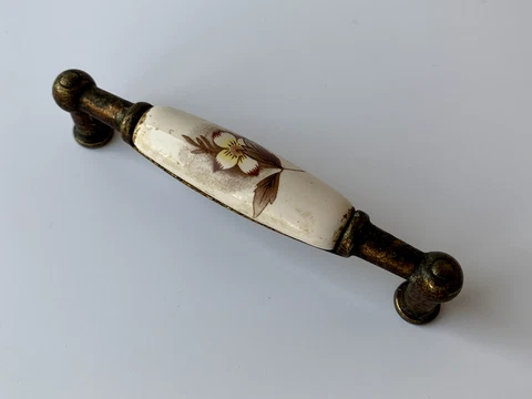 Old soviet vintage bronze & ceramic drawer door handle ussr Cover