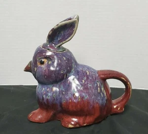 BUNNY TEAPOT by ORIENTAL ACCENTS PURPLE DECORATIVE RABBIT SUPER CUTE EASTER - Picture 1 of 10