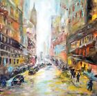 Original Painting Cityscape Urban New York City Cars Canvas Art Impasto Abstract