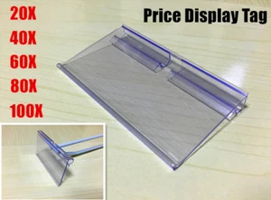 Tag Retail Shop sign label clear price sign card holder for slat wall hooks 8cm - Picture 1 of 16