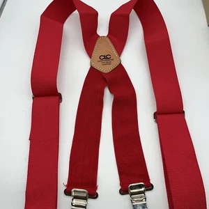 CLC Red SUSPENDERS Custom Leathercraft Top Grain Cowhide Red VTG USA - Picture 1 of 4