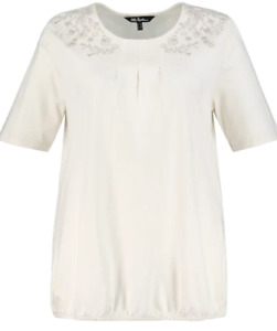 Ulla Popken t shirt top plus size 16 18 20 22 28 30 ivory white short sleeve