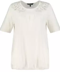 Ulla Popken t shirt top plus size 16 18 20 22 28 30 ivory white short sleeve - Picture 1 of 12