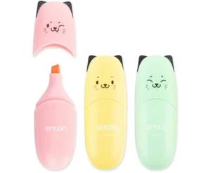 Mini Textmarker Katzendesign Pastell 2er-Pack verschiedene Farben Pastell - Bild 1 von 6