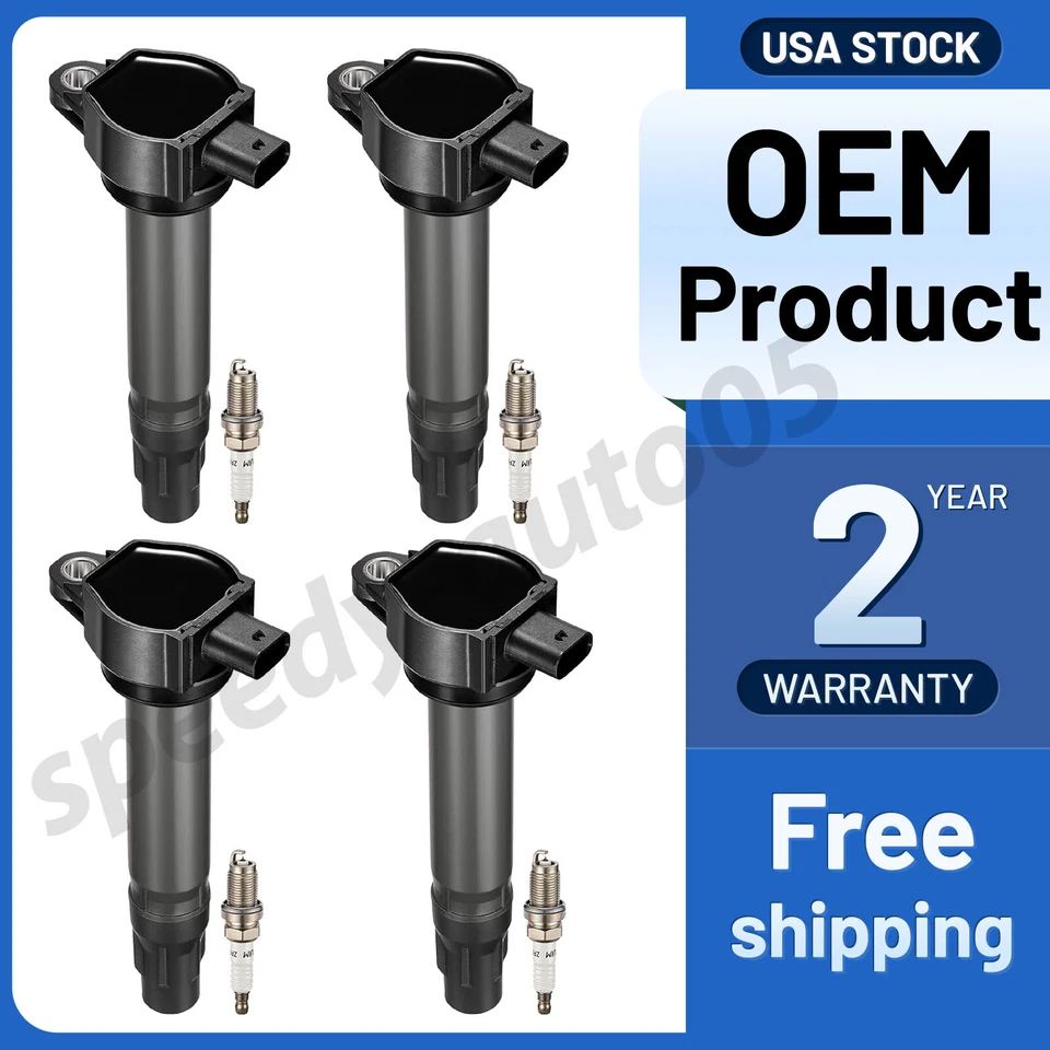4 Ignition Coils Pack UF557 and Spark Plug For 2007-2011 Dodge Caliber L4 2.4L - Image 1 of 4