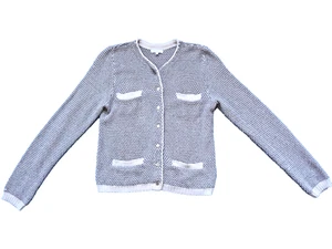 Surface To Air size 2 S Cardigan Sweater Shimmer Knit Button Down Front Pockets - Picture 1 of 7