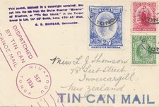 Tonga: 1934: Tin can Mail - Niuafoou to New Zealand