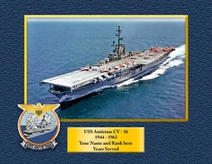 USS ANTIETAM CV36 stampa personalizzata personalizzata di navi US Navy regalo unico - Foto 1 di 12