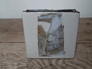 Small Pottery Vase Of Cuboid Shape. Unknown Maker's Mark On Base - Picture 1 of 7