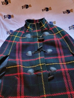 Plaid Thick Cape Cloak From Talbots, Zipper, Pockets, Toggles - Image 1 of 4