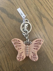 Coach Schmetterling Taschenanhänger Schlüsselanhänger Metall Harz & Kristalle Silber Hardware Neu mit Etikett - Bild 1 von 9