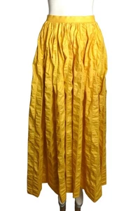 PIERRE CARDIN- 1996 Yellow Cotton Seersucker Cocktail Skirt, Size 4 - Picture 1 of 5