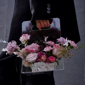 Wieder verwendbar Acryl Blumen kasten Blumen tasche Blumen verpackung - Picture 1 of 10