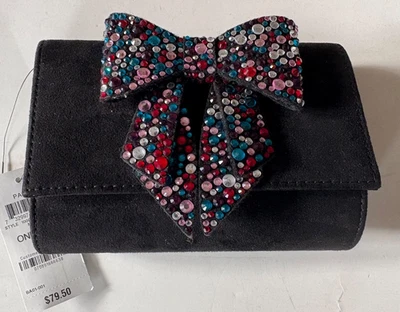 Bolso sin asas INC International Concepts para mujer Maraa estrás con lazo negro multi nuevo con etiquetas Foto 1 de 4