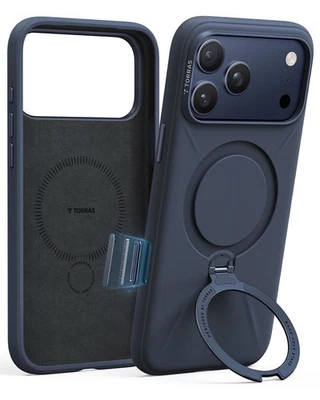 TORRAS iPhone 17 Pro Max Q3 Silicone Case Magnetic 360 Stand Soft Deep Blue 6.9” - Image 1 of 2