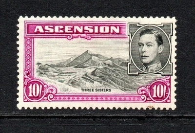 Ascensión KGVI 1938-53 10s. Negro y púrpura brillante (p131/2) SG47 M/como nuevo (High Cat) Foto 1 de 2