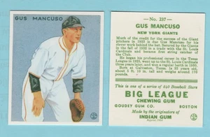 1933 Goudey Baseball Reprint # 237 Gus Mancuso --New York Giants --Box 741 - Picture 1 of 1