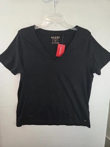 Guess Women's Medium Navy Blue Short Sleeve V Neck Millie Tee NWT - Picture 1 of 3