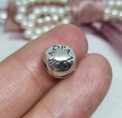Genuine Pandora Silver Logo Clip Signature Charm 💕 S925 ALE   R13 - Image 1 of 4
