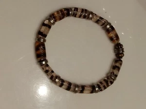 Murano Italy Striped Art Glass Beads Signed CFC Bracelet - Picture 1 of 3