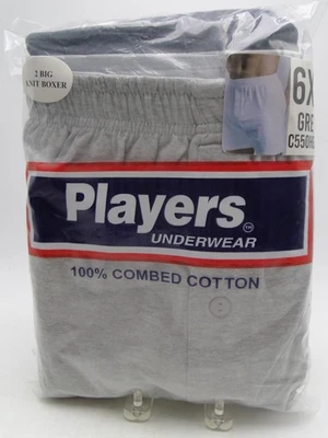 2pr Big Men's Players Assorted Color Soft Knit Cotton Boxer Shorts 6X 62-64 - Image 1 of 3