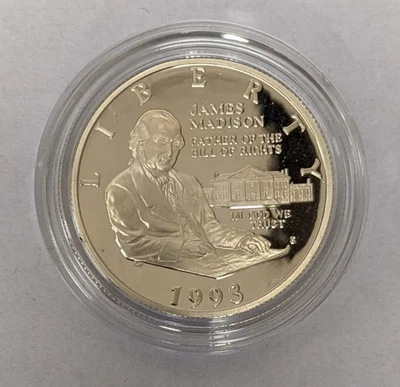 1993 S James Madison Silver Half Dollar Proof - Image 1 of 3