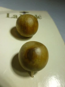 Vintage Knöpfe, rund 1/2 Zoll Echtholz, hellbraun - Made in Portugal - Bild 1 von 4