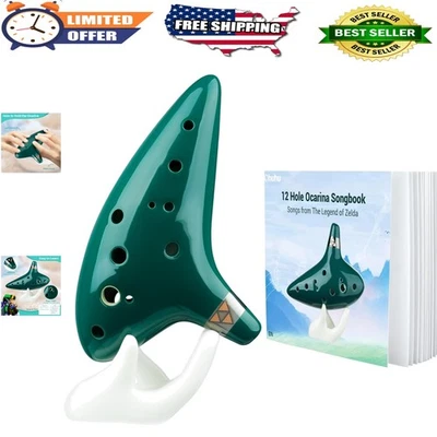 Zelda Triforce Ocarina - Flauta de cerámica de 12 agujeros con accesorios dignos de regalo Foto 1 de 4
