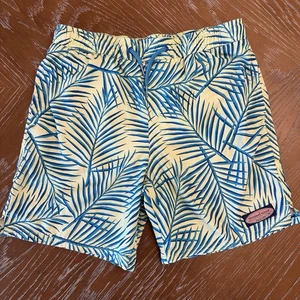 Bañador Vineyard Vines para hombre mediano 6"" Chappy Board Shorts estampado de frondas de palma - Imagen 1 de 7
