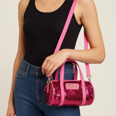 Mini Bolso de Lona Juicy Y2K Estilo Vintage Rosa Lentejuelas Reina del Everithing Nuevo Foto 1 de 4