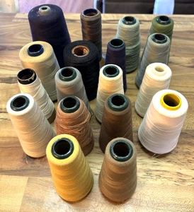 Vintage Misc. Yellow, Green & Wood Cones of Sewing Threads Lot of 17 - Picture 1 of 4