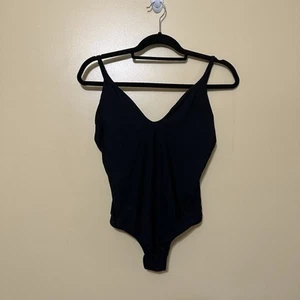 Aerie Size Med Cheeky Coverage One Piece Swimsuit Black Scoop - Picture 1 of 5