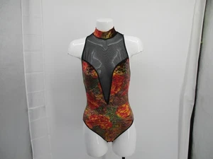 Vintage Victoria's Secret Body M passt S rot Velour Blumen Netz transparent Knöpfe - Bild 1 von 24