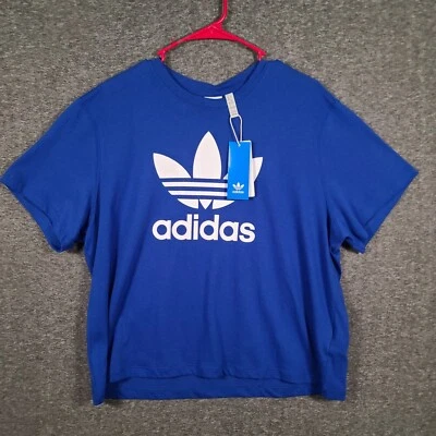 Adidas Originals Women's Trefoil Boxy Tee Size XL Semi Lucid Blue Short Sleeve - Image 1 of 4