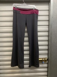 Pantaloni yoga Lululemon donna grigio fucsia scanalato svasati tempo libero taglia 10 - Foto 1 di 10
