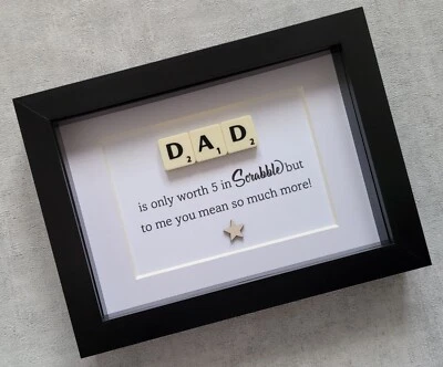 1. Dad | Scrabble Art Picture Frame | Happy Father's Day Dad Daddy Father - Image 1 of 4