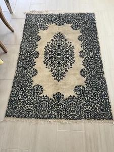 Vintage Persian Blue And Cream Color Rug - Picture 1 of 1