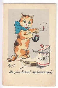 CPA ANIMAL FANTAISIE - CHAT MINOU CAT SOURIS FUMEUR PIPE TABAC FORNEIN ~B82 - Imagen 1 de 2