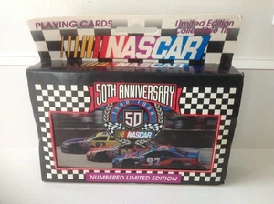 Zwei Decks Spielkarten "50th Anniversary" NASCAR von USPC USA 1998 in Tin - Bild 1 von 2