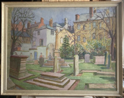 Letrero acuarela del cementerio parroquial de Cheltenham. Tumbas antiguas raras de S.C. Stephenson Foto 1 de 4