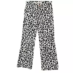 Jeans See By Chloe stampa leopardata crop nero/bianco donna taglia 34 U.S. 2 vita media - Foto 1 di 12