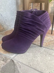 Coach & Four Purple Faux Suede Ankle Boots Booties 8 1/2 Women's NEW Without Box - Picture 1 of 5