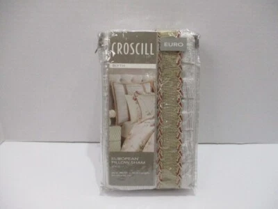Croscill Euro Sham Gold Blyth Champagne Striped 26x26 Square Polyester New - Image 1 of 4