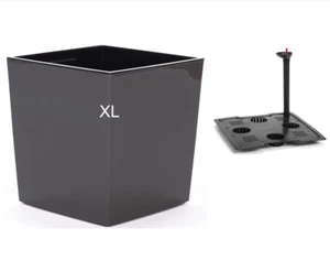 Blumenkübel Hochglanz Einsatz Quadrat mit Bewässerung Anthrazit Blumentopf 31cm - Bild 1 von 6