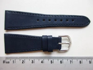 Correa de reloj de cuero cónico liso azul medianoche 20 mm - CORTA - Imagen 1 de 4