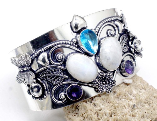 VALENTINO Bracciale gioiello fatto a mano in argento sterling 925 pietra di luna