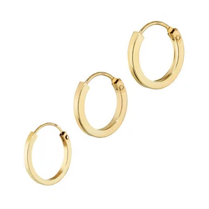echt 585er gelb Gold CREOLE Ohrring Ohrschmuck flach Goldohrring PAAR/EINZEL TOP - Picture 1 of 7